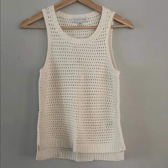 Forever New Cream Ribbed Tank Top - Picture 1 of 3